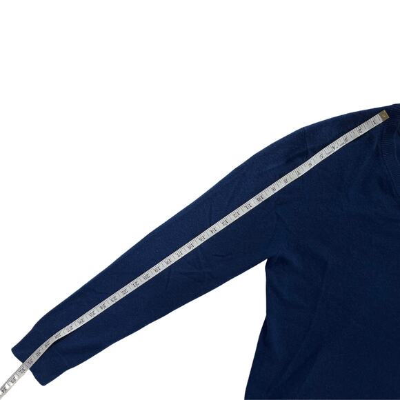 1-34 QI CASHMERE Men's Sweater V-Neck Blue 100% Cashmere Medium - Picture 11 of 11